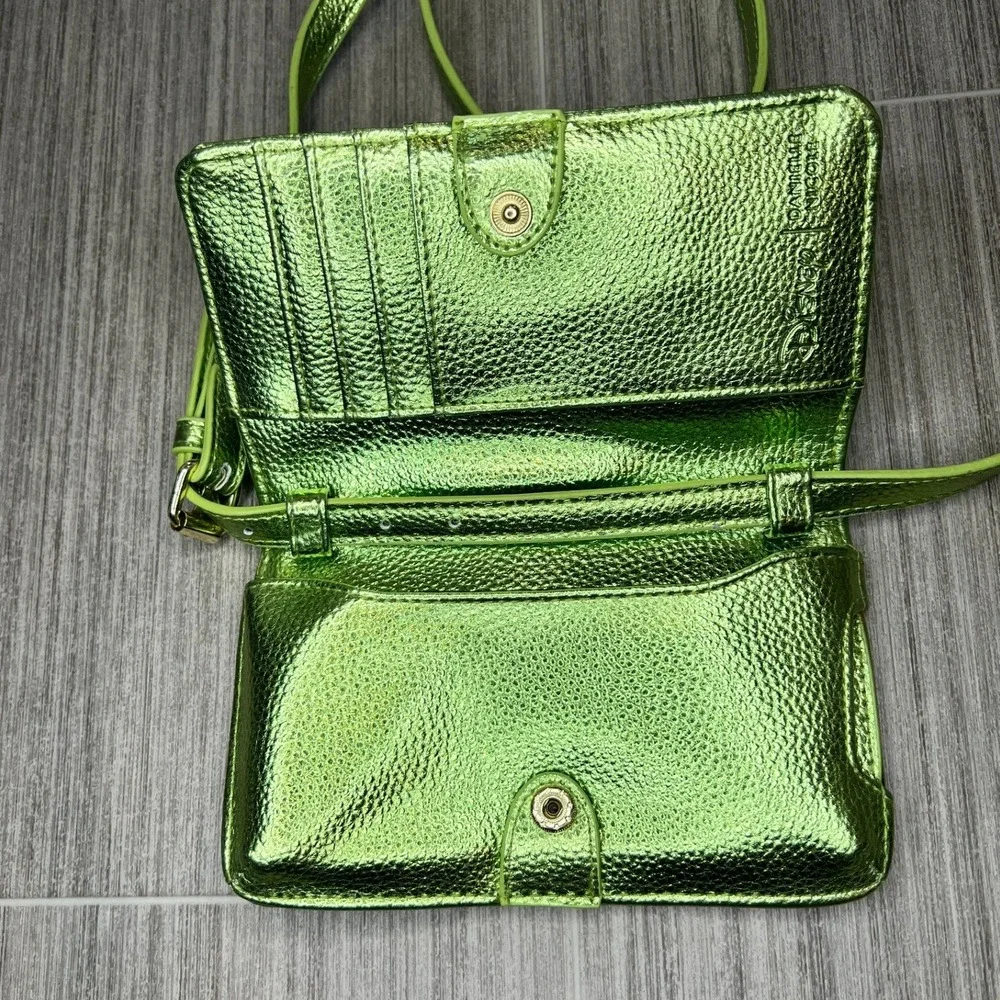 Disney Danielle Nicole Tinkerbell Metallic Green Wallet‎ Clutch Crossbody Bag - Picture 2 of 10